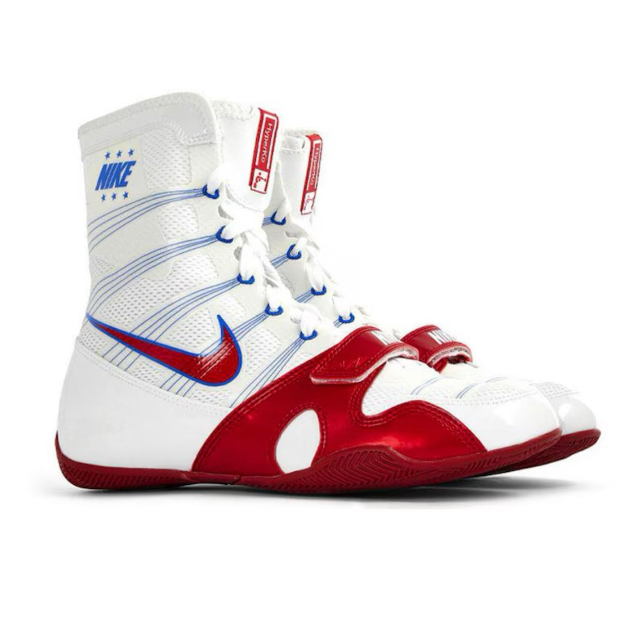 Custom Handmade Nike HyperKO Limited Edition Boxing Shoes White & Red (FULLY CUSTOMIZED)