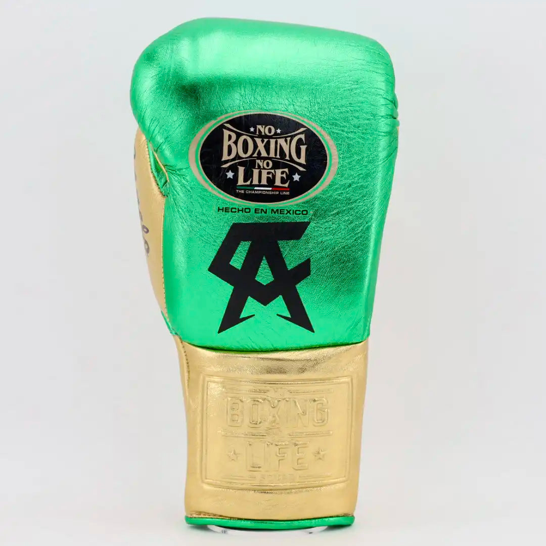 NO BOXING NO LIFE CA SPECIAL EDITION TRAINING GLOVES - METALLIC GREEN / METALLIC GOLD
 | 100% Pure Leather | Best Choice for Fighters