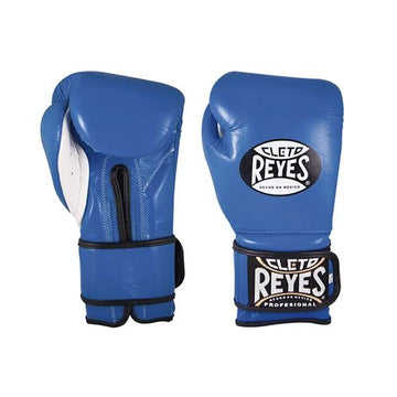 Custom Handmade Blue & White with Black Trim Pro Elite Boxing Gloves | Cleto Reyes | Personalise your name | 100% Pure Leather | Best Choice for Fighters