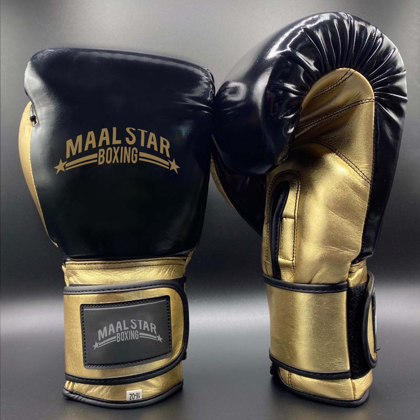 black leather boxing gloves