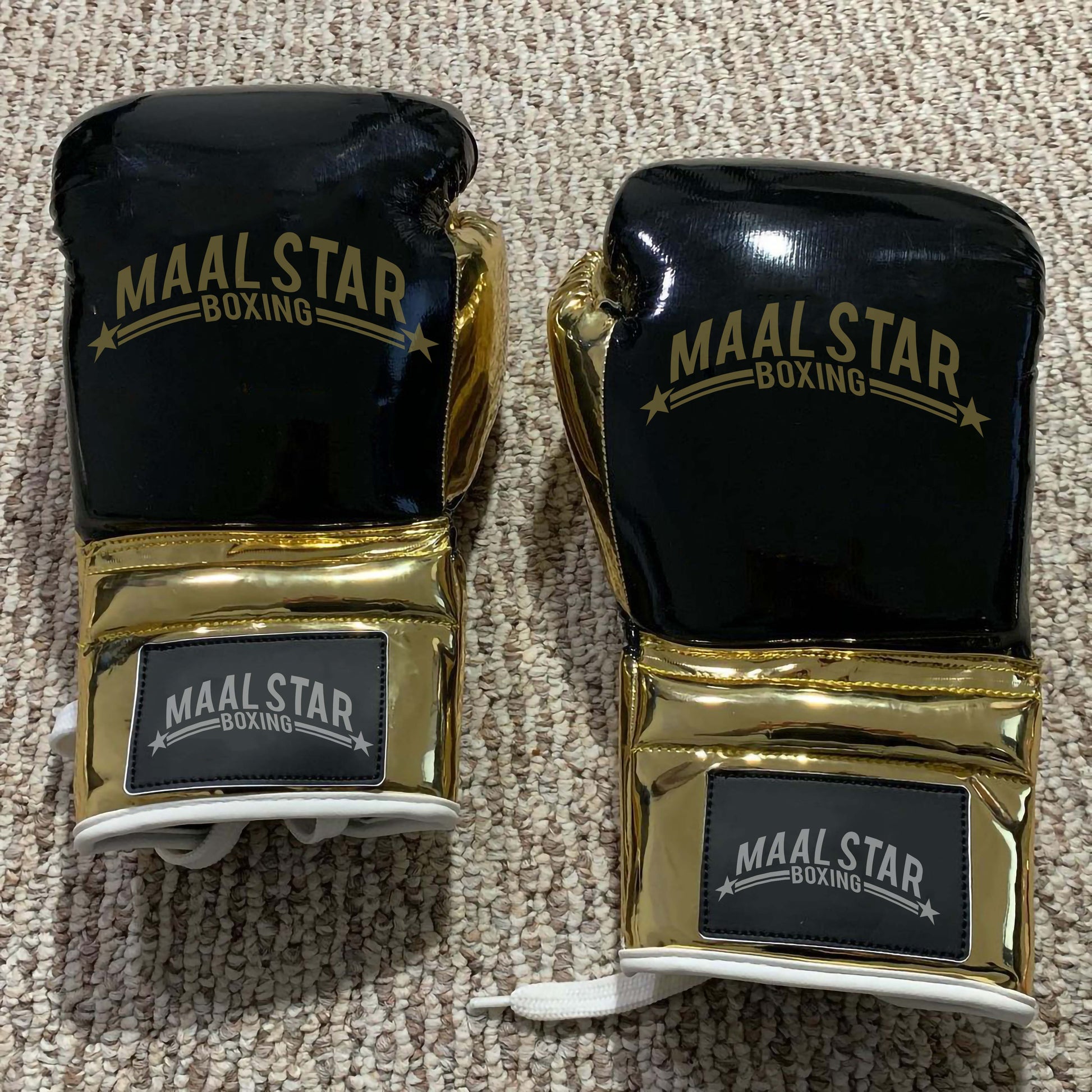 black and blue boxing gloves