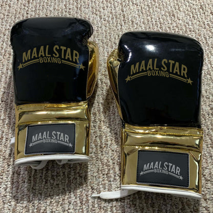 black and blue boxing gloves