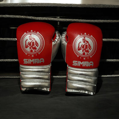 Metallic Red & Silver Pro Elite Boxing Gloves | 100% Pure Leather | Best Choice for Fighters