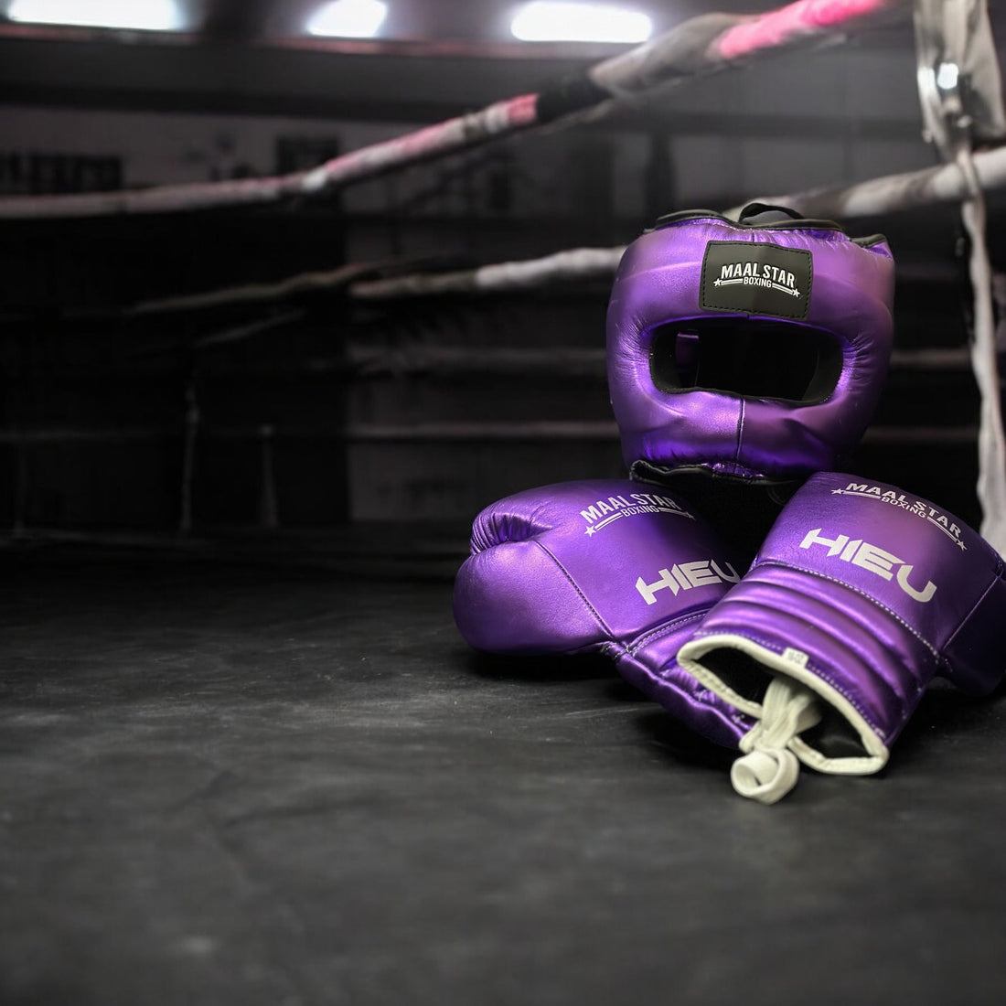 Metallic Teal Purple Boxing Set | 100% Pure Leather | Champions Choice