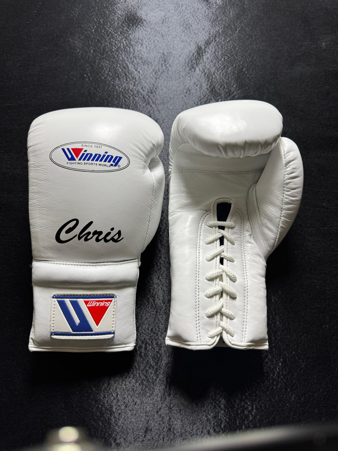 Pure White Pro Elite Boxing Gloves | Winnings | Personalise your name | 100% Pure Leather | Best Choice for Fighters