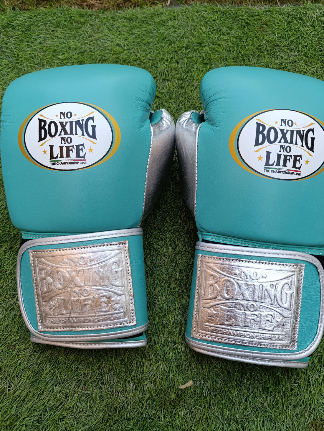 Sky Blue & Silver "No Boxing No Life" Boxing Gloves | Handmade | Premium Quality | Training, Sparring & Heavy Bag Gloves | Limited Edition Boxing Equipment