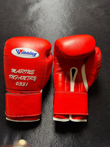 Red Handmade Winning Style Boxing Gloves | Embroidered Design | Premium Quality | High-Density Padding | Professional Training & Sparring Gloves | Durable Boxing Equipment