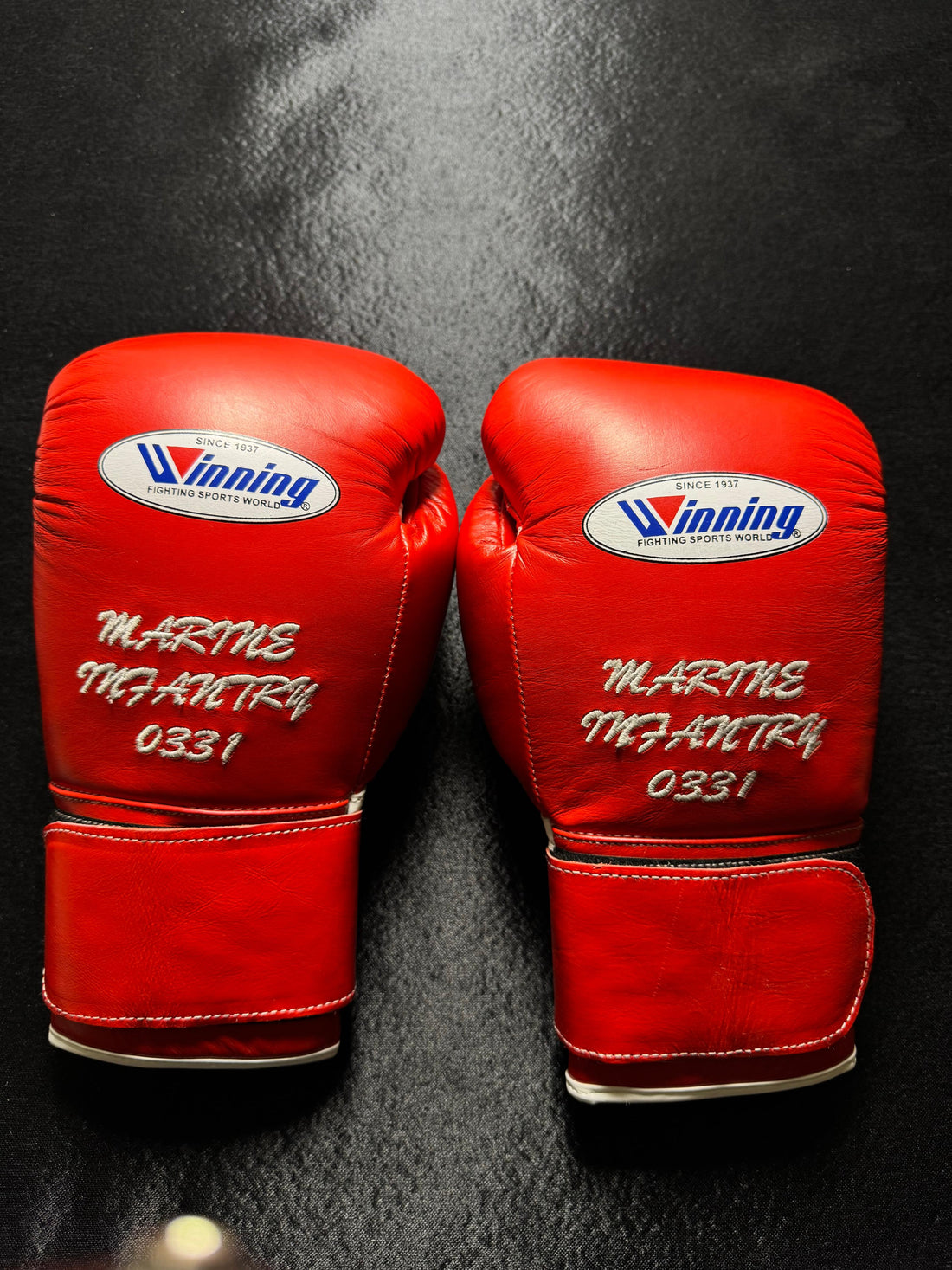 Red Handmade Winning Style Boxing Gloves | Embroidered Design | Premium Quality | High-Density Padding | Professional Training & Sparring Gloves | Durable Boxing Equipment